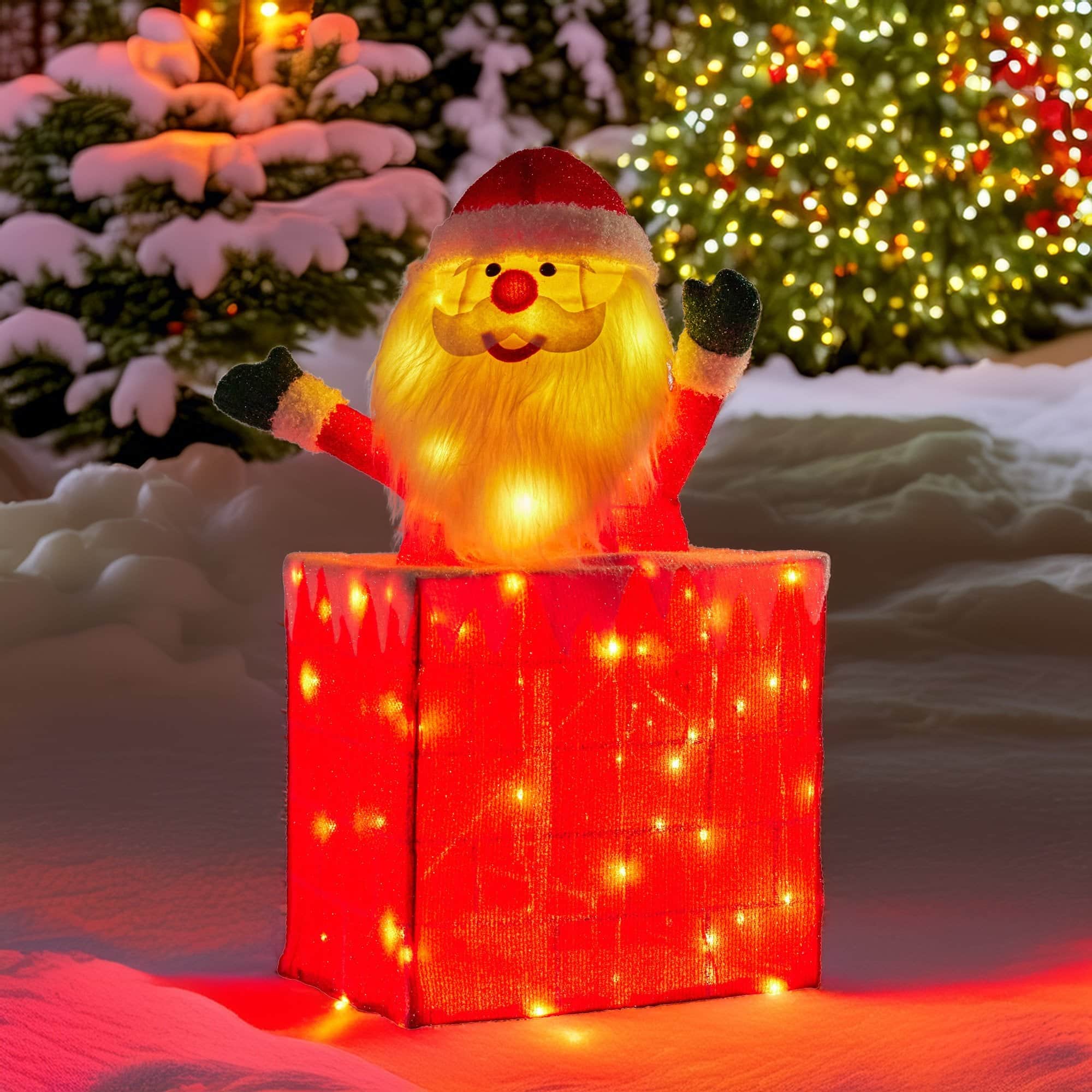 76cm Santa in Chimney Christmas Tree Warm White LED Lights Animated Decoration, White colour