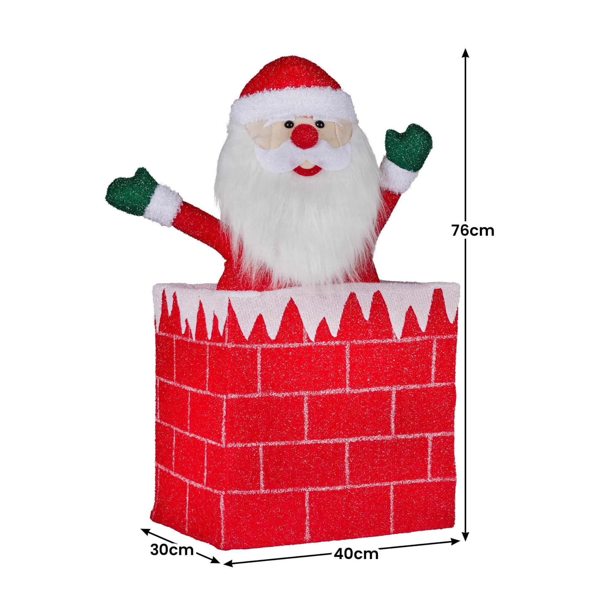 76Cm - 76cm Santa in Chimney Christmas Tree Warm White LED Lights Animated Decoration