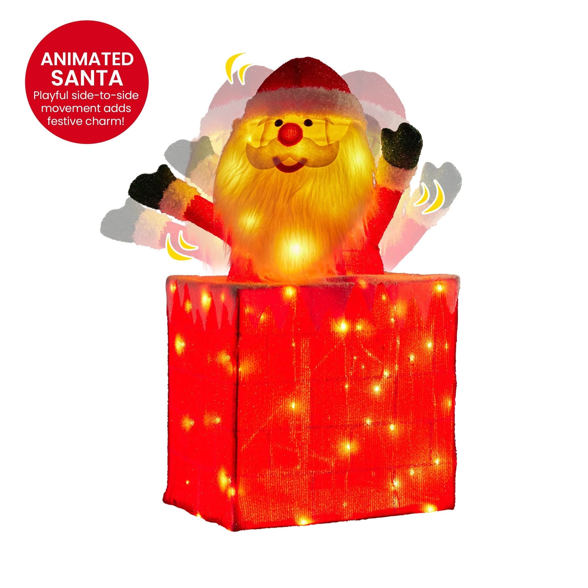 76cm Santa in Chimney Christmas Tree Warm White LED Lights Animated Decoration | 76Cm