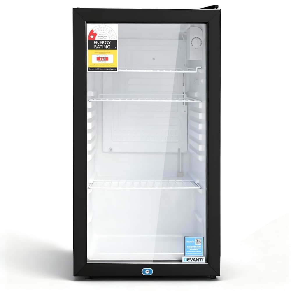 78L Bar Fridge Glass Door Mini Fridge Countertop Cooler Black King
