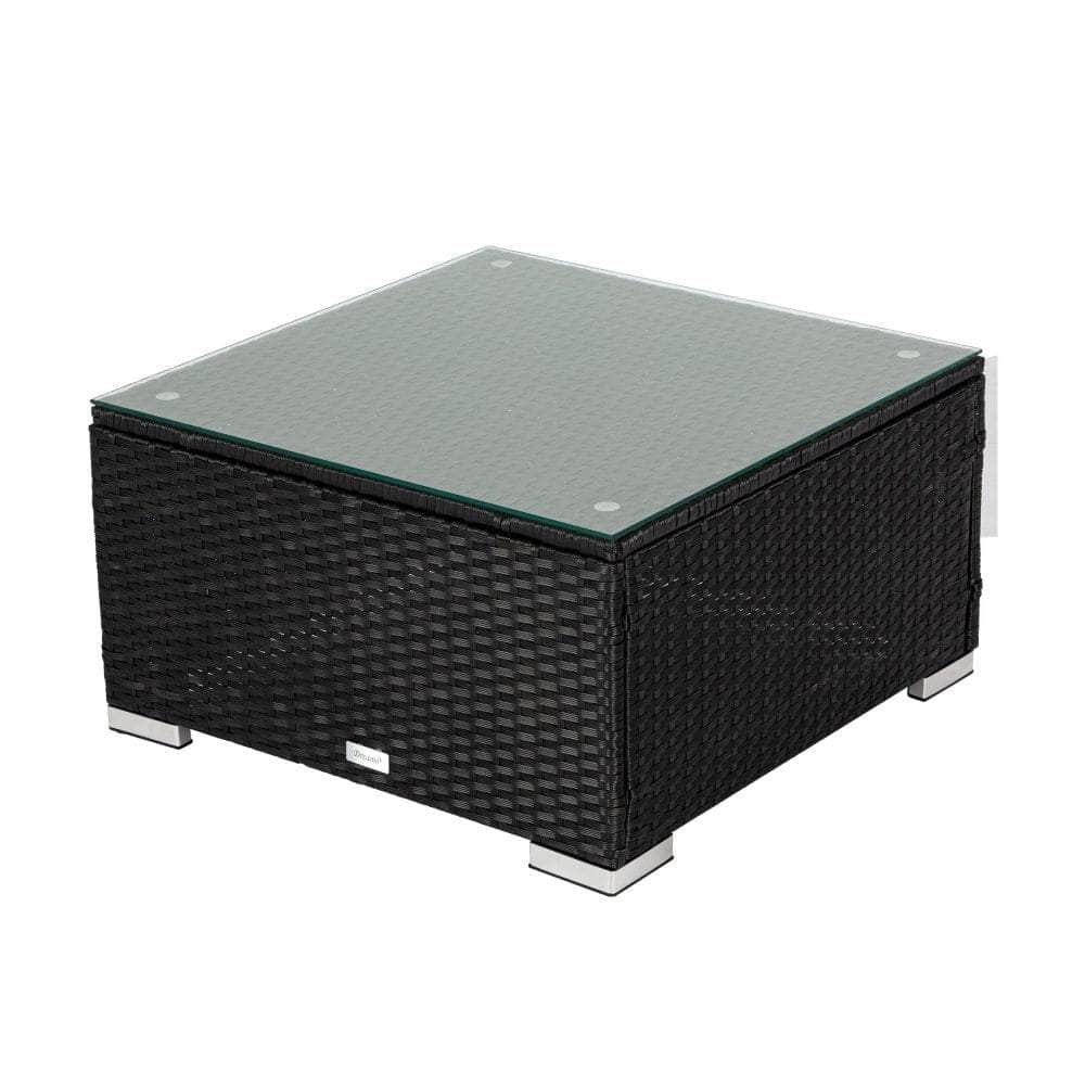 7Pc Outdoor Wicker Loveseat Setting With Storage Corner (Black)