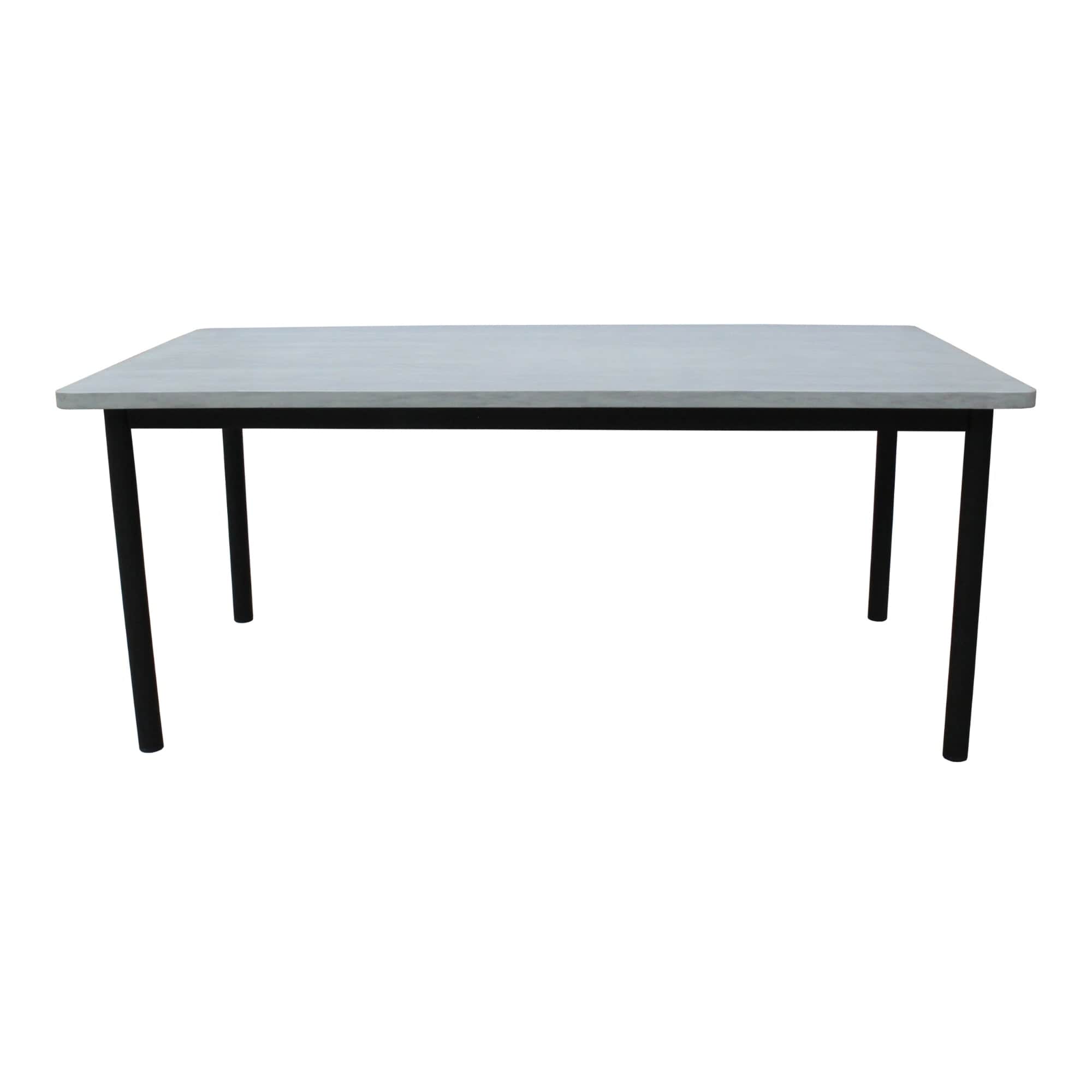 7Pc Set 180Cm Outdoor Dining Table 6 Chair Glass Concrete Top