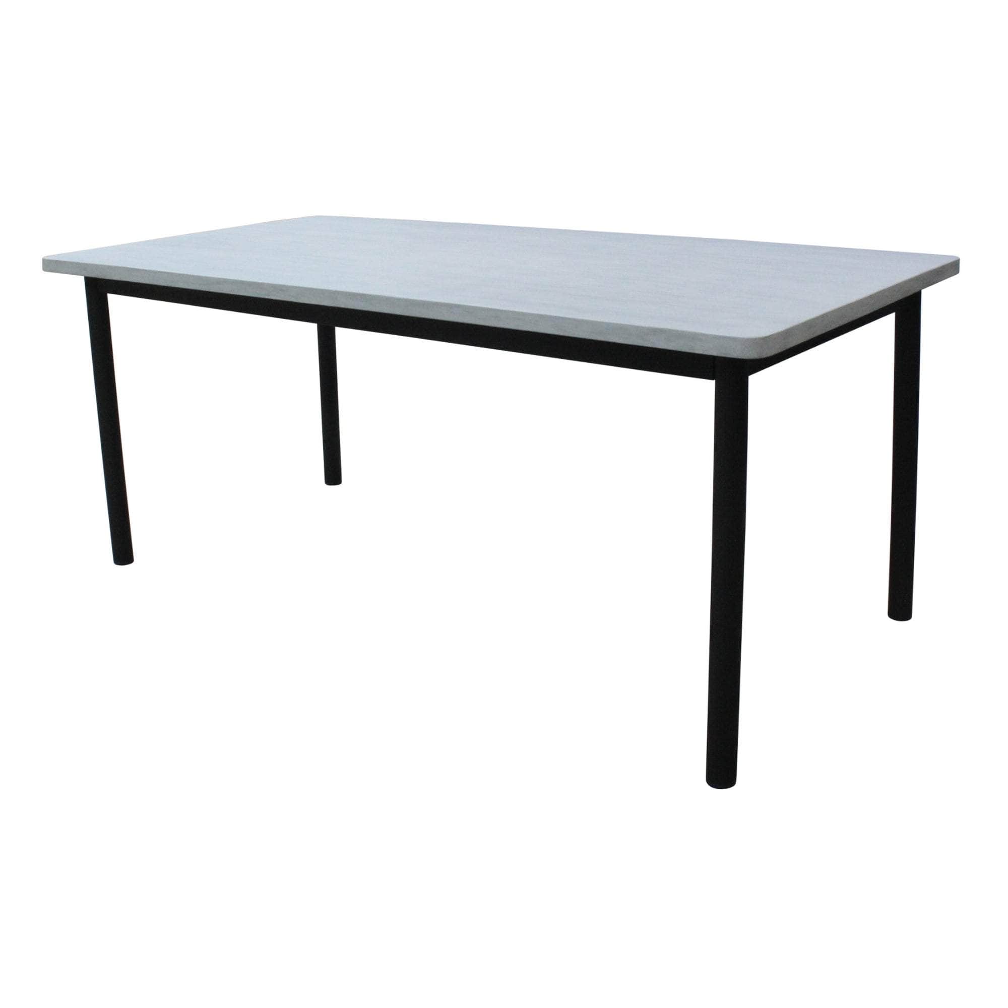 7Pc Set 180Cm Outdoor Dining Table 6 Chair Glass Concrete Top
