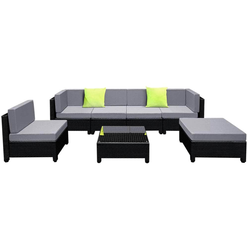 7PC Sofa Set Outdoor Furniture Lounge Setting Wicker Couches Garden Patio Pool