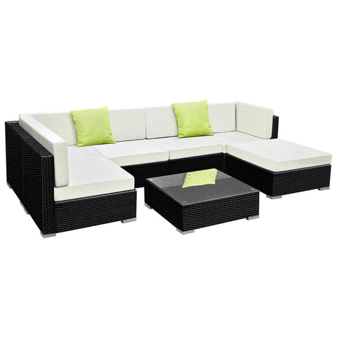 7-Piece Outdoor Sofa Set Wicker Couch Lounge Setting Cover