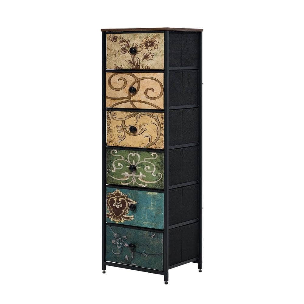 8 6 &9-Drawer Chest Fabric Tallboy Retro Vintage Dresser Bedroom Storage Organizer
