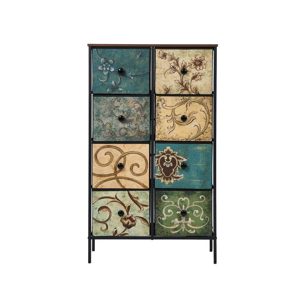 8 6 &9-Drawer Chest Fabric Tallboy Retro Vintage Dresser Bedroom Storage Organizer