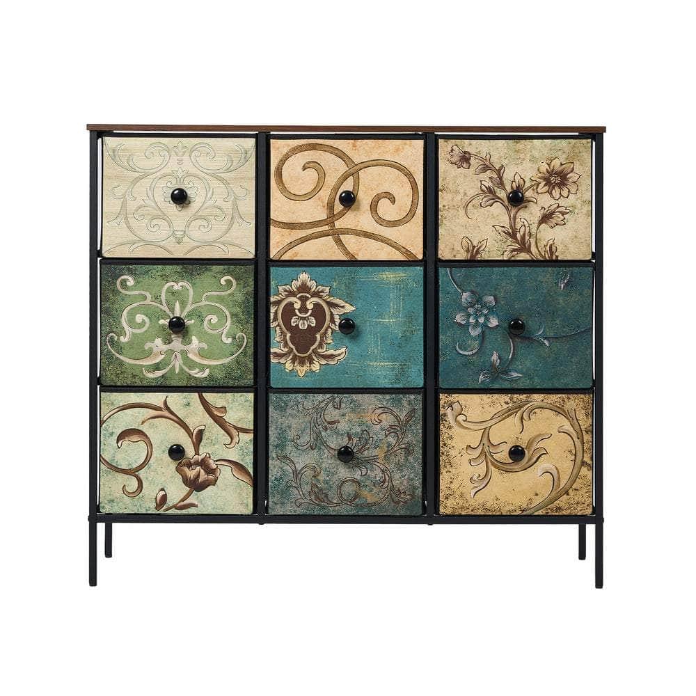 8 6 &9-Drawer Chest Fabric Tallboy Retro Vintage Dresser Bedroom Storage Organizer