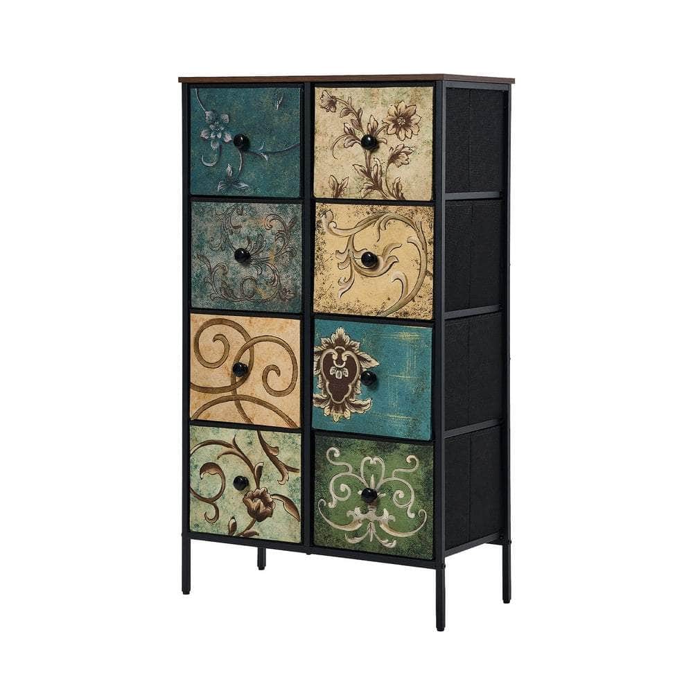 8 6 &9-Drawer Chest Fabric Tallboy Retro Vintage Dresser Bedroom Storage Organizer