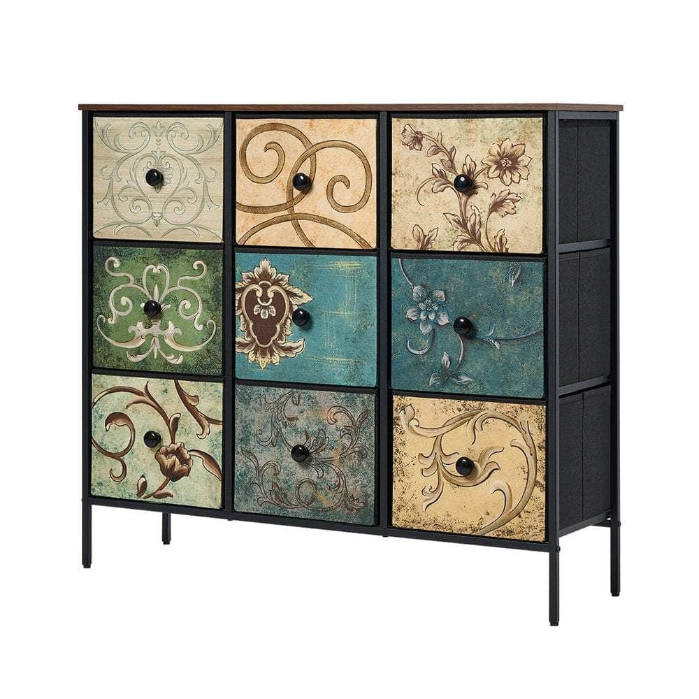 8 6 &9-Drawer Chest Fabric Tallboy Retro Vintage Dresser Bedroom Storage Organizer