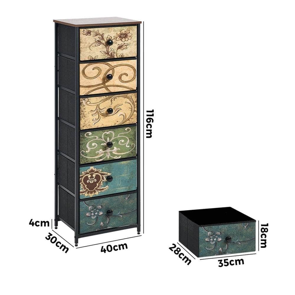 8 6 &9-Drawer Chest Fabric Tallboy Retro Vintage Dresser Bedroom Storage Organizer