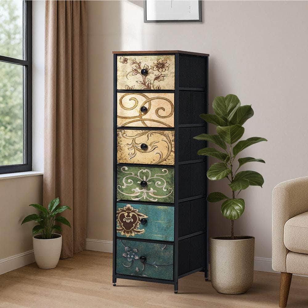 8 6 &9-Drawer Chest Fabric Tallboy Retro Vintage Dresser Bedroom Storage Organizer