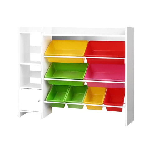 8 Bins Kids Toy Box Storage Organiser Display Bookshelf Drawer Cabinet