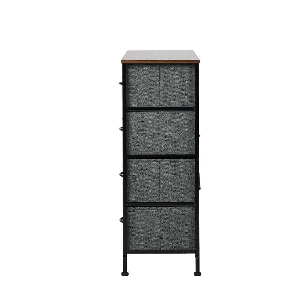 8-Drawer Chest Fabric Grey Wooden Tabletop Dresser Bedroom Storage Organizer