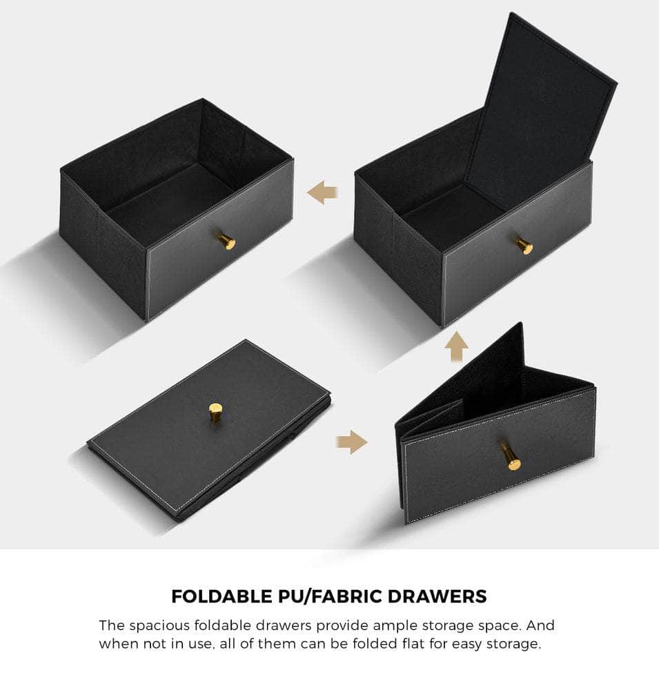 8-Drawer Chest PU Fabric Black Dresser Tallboy Bedroom Storage Organizer