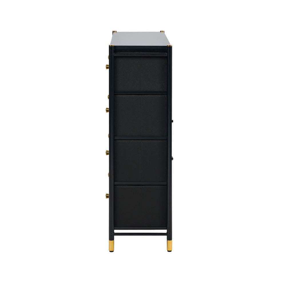 8-Drawer Chest PU Fabric Black Dresser Tallboy Bedroom Storage Organizer