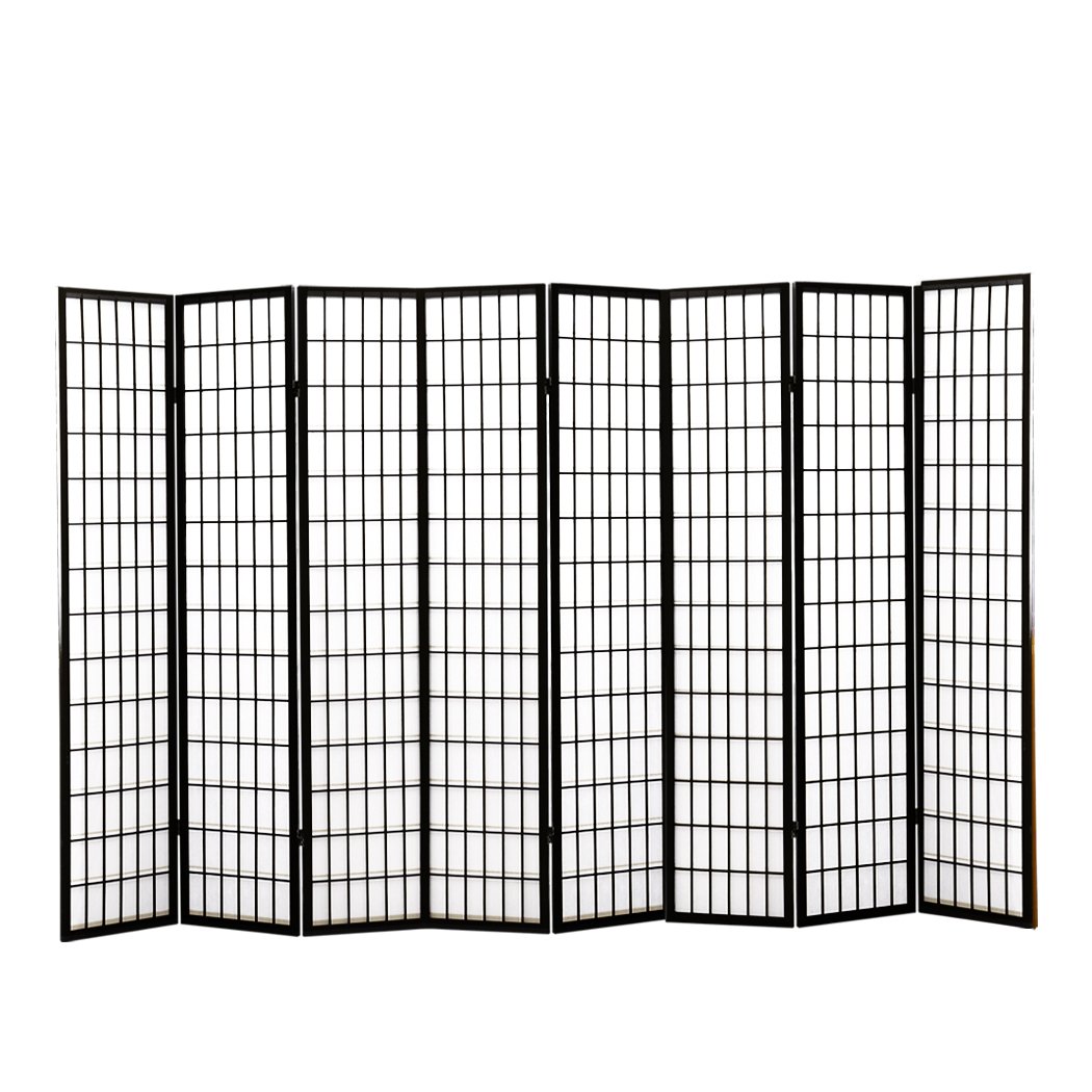 8 Panel Free Standing Foldable  Room Divider Privacy Screen Black Frame on Afterpay | ZipPay | LayBuy | Klarna