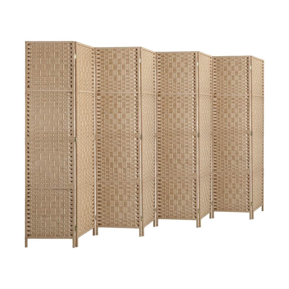 8 Panel Room Divider Privacy Screen Brown