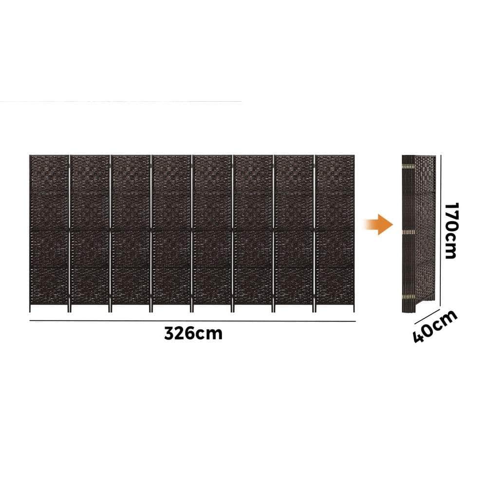 8 Panel Room Divider Privacy Screen Brown