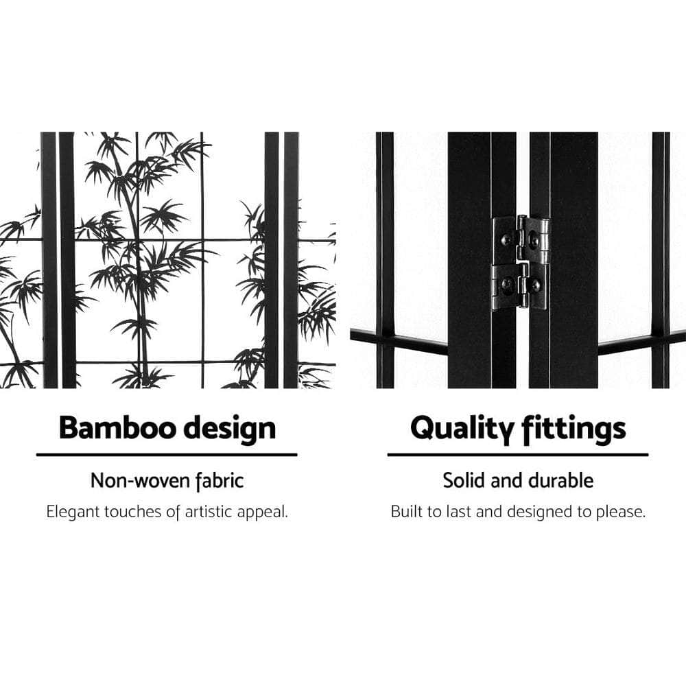 8 Panel Room Divider Screen Privacy Dividers Pine Wood Stand Shoji Bamboo Black White