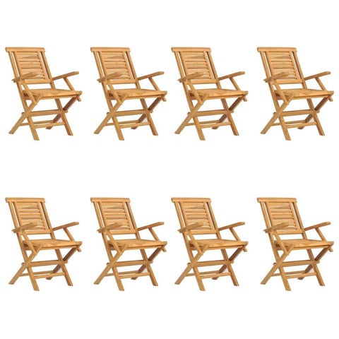 8-Piece Teak Wood Folding Garden Chairs