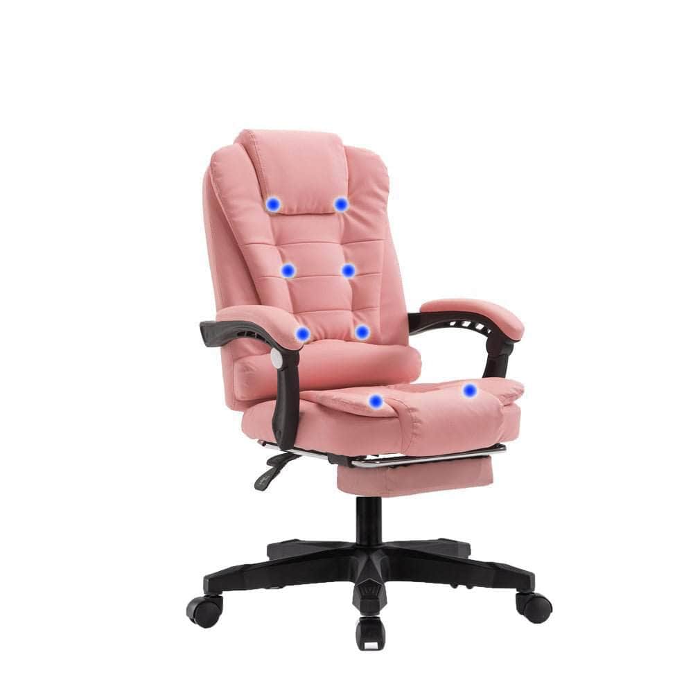 8 Point Massage Chair Office Computer Seat Footrest Recliner Pu Leather Amber