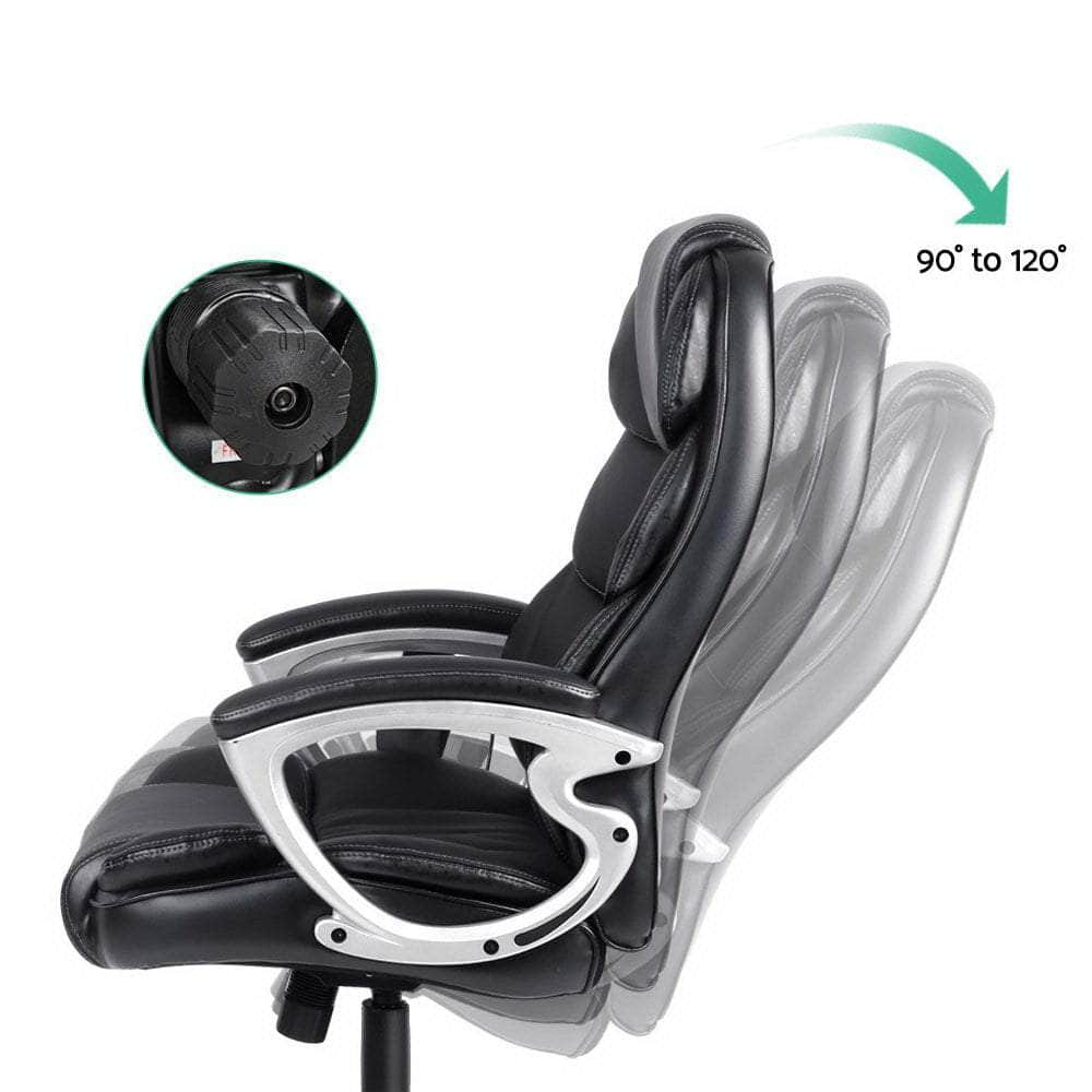 8 Point Massage Office Chair Heated Seat Pu Black