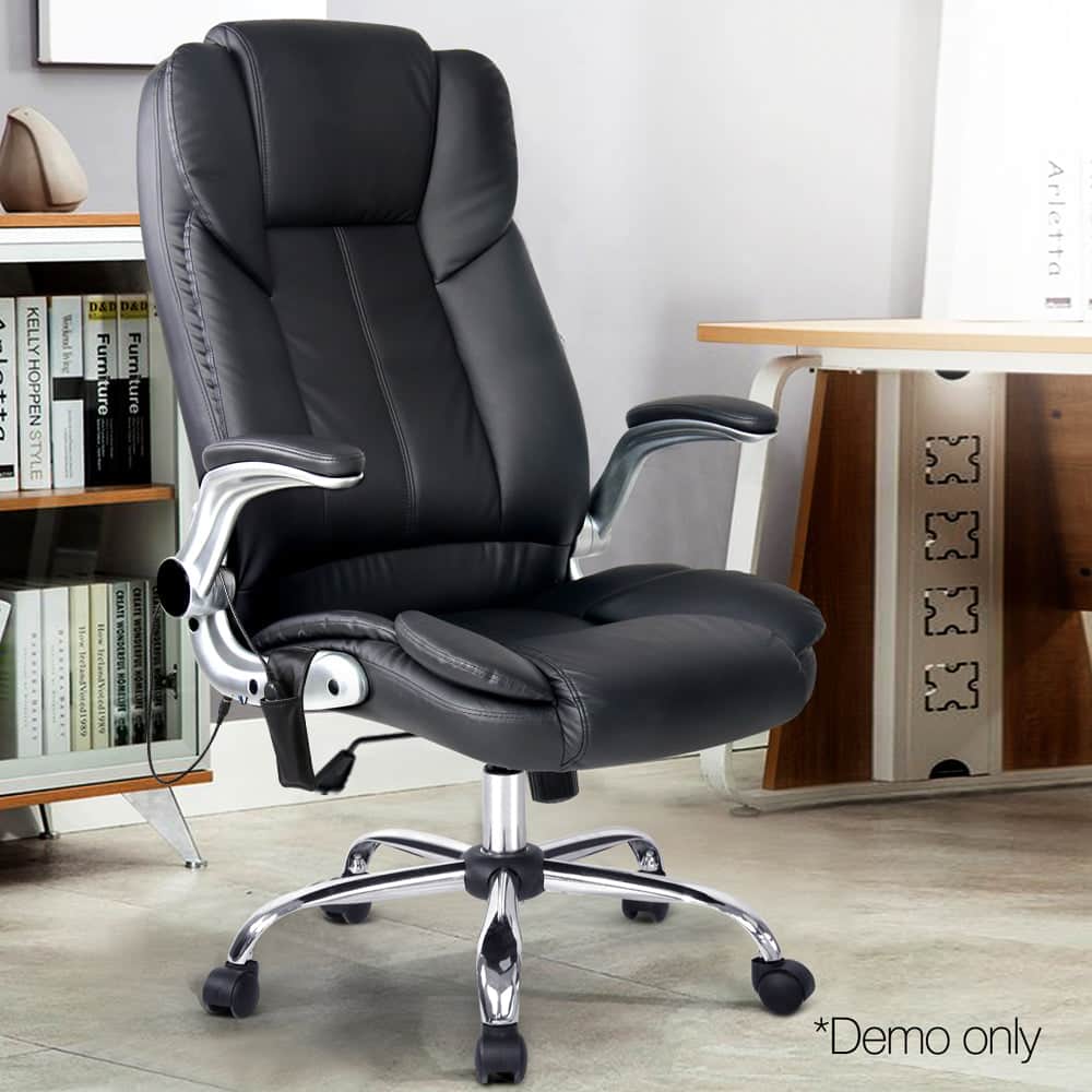8 Point Massage Office Chair Pu Leather Black
