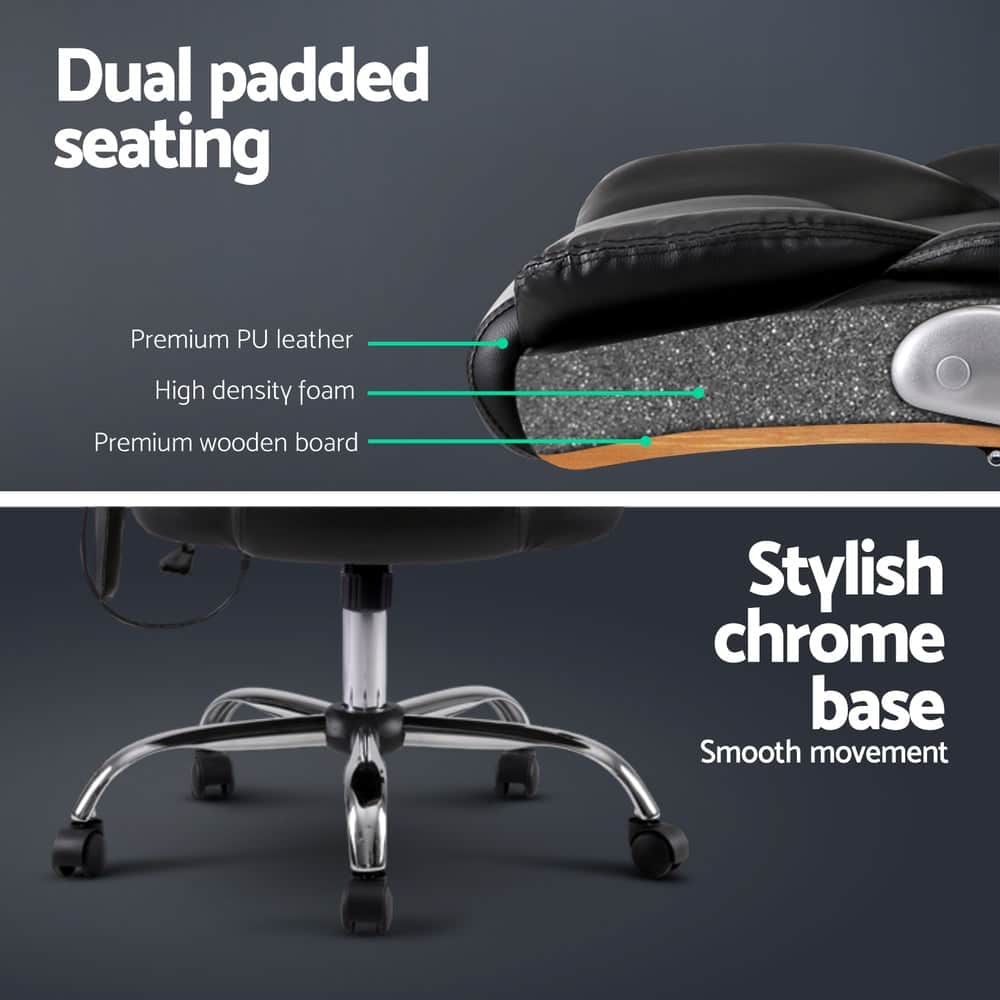 8 Point Massage Office Chair Pu Leather Black