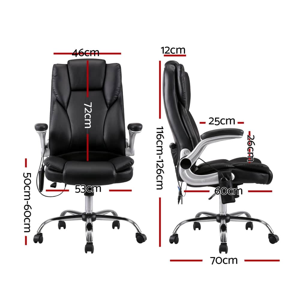 8 Point Massage Office Chair Pu Leather Black