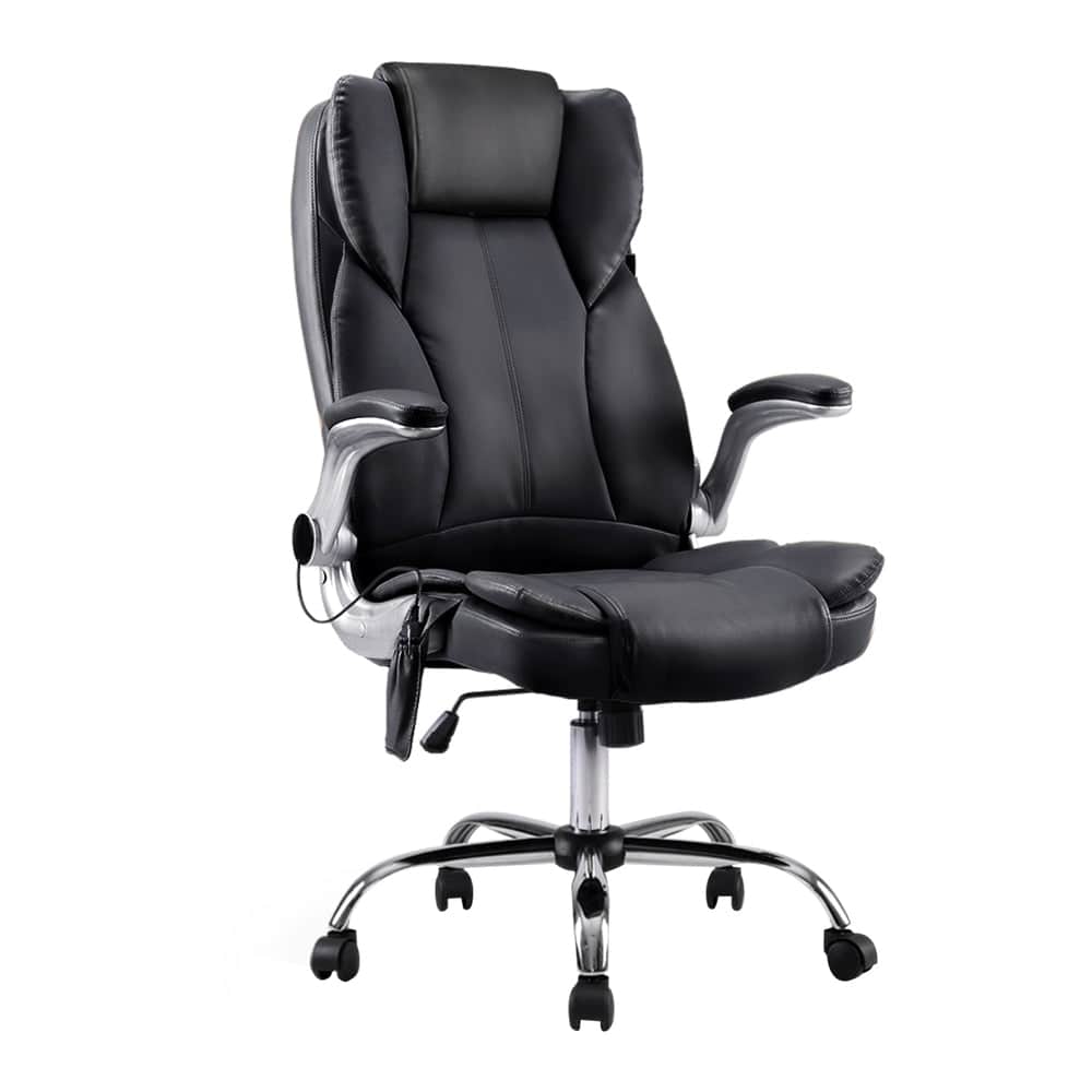 8 Point Massage Office Chair Pu Leather Black