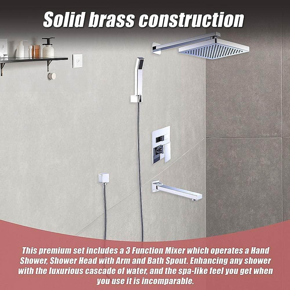 8" Rain Shower Head Straight Wall Arm Mixer Set Wall Bath Spout Outlet Tap