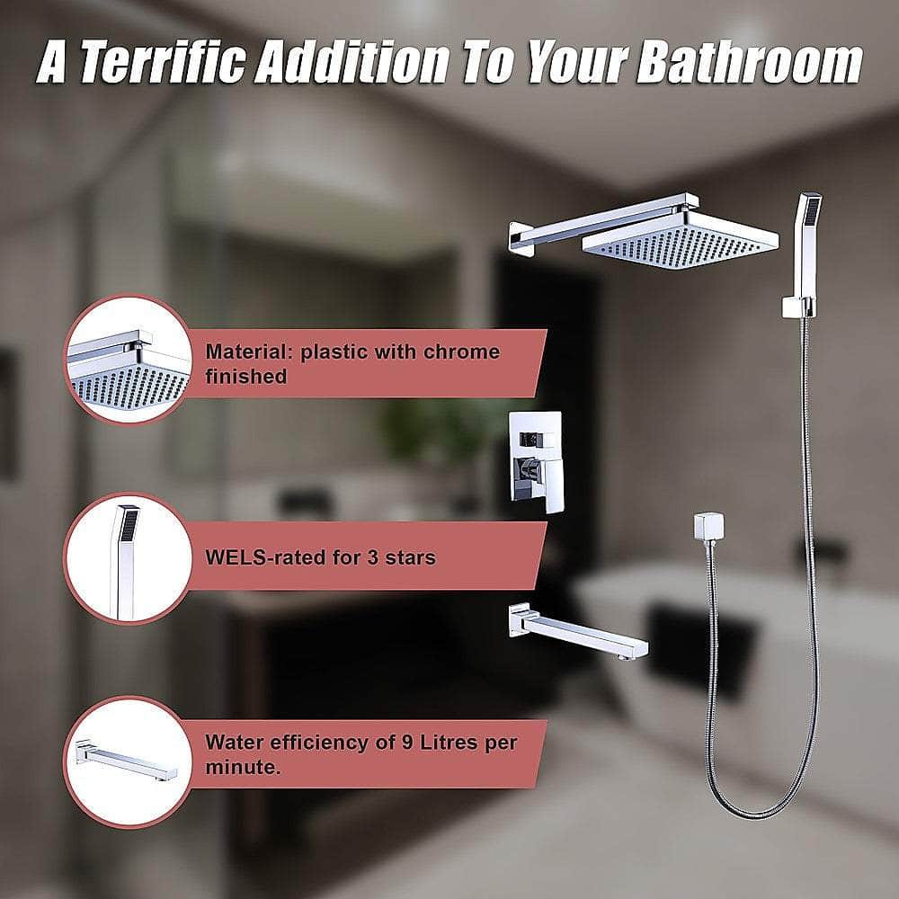 8" Rain Shower Head Straight Wall Arm Mixer Set Wall Bath Spout Outlet Tap