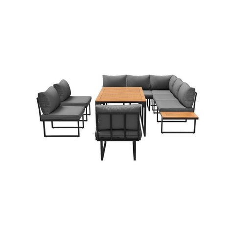 8 Seater Outdoor Dining Sofa Set with Side Table Grey