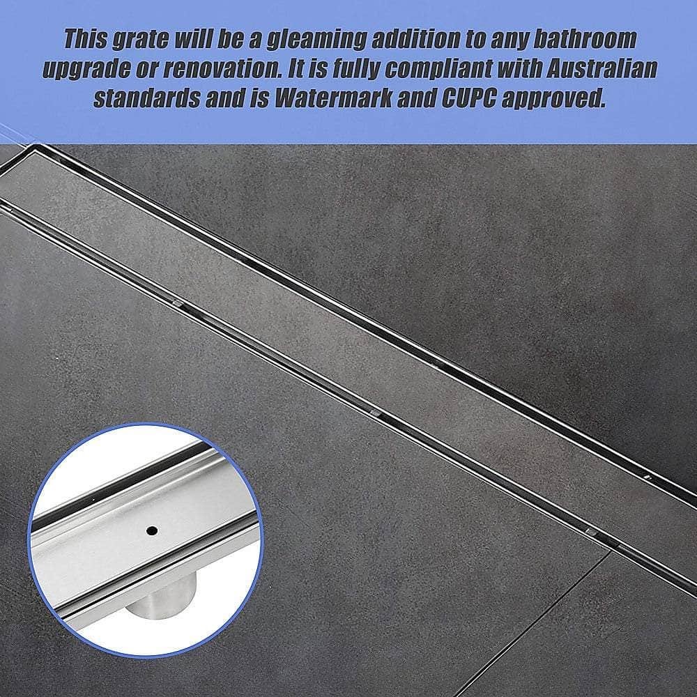800Mm Tile Insert Shower Bathroom Stainless Steel Grate Drain W/Centre Outlet Floor Waste