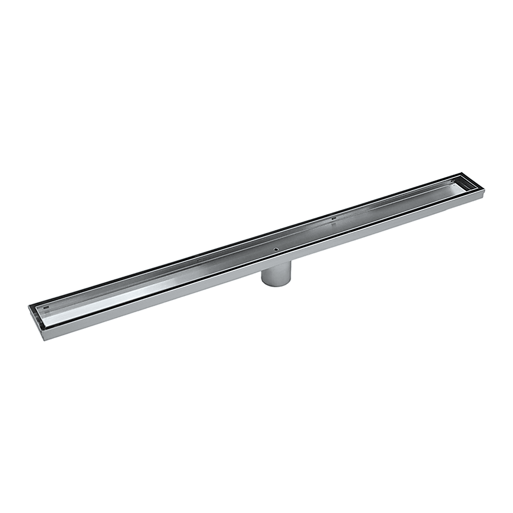 800Mm Tile Insert Shower Bathroom Stainless Steel Grate Drain W/Centre Outlet Floor Waste