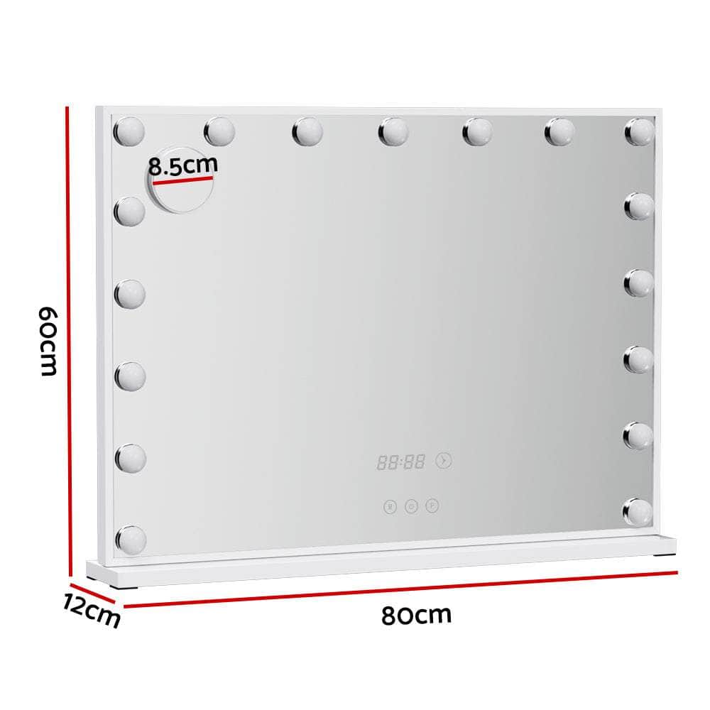 80x60cm Hollywood Vanity Mirror - LED Light Tabletop White