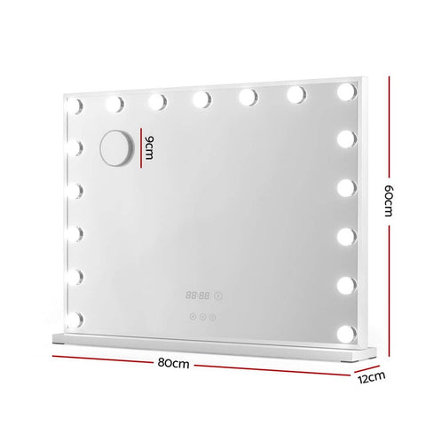 80x60cm Hollywood Vanity Mirror - LED Light Tabletop White