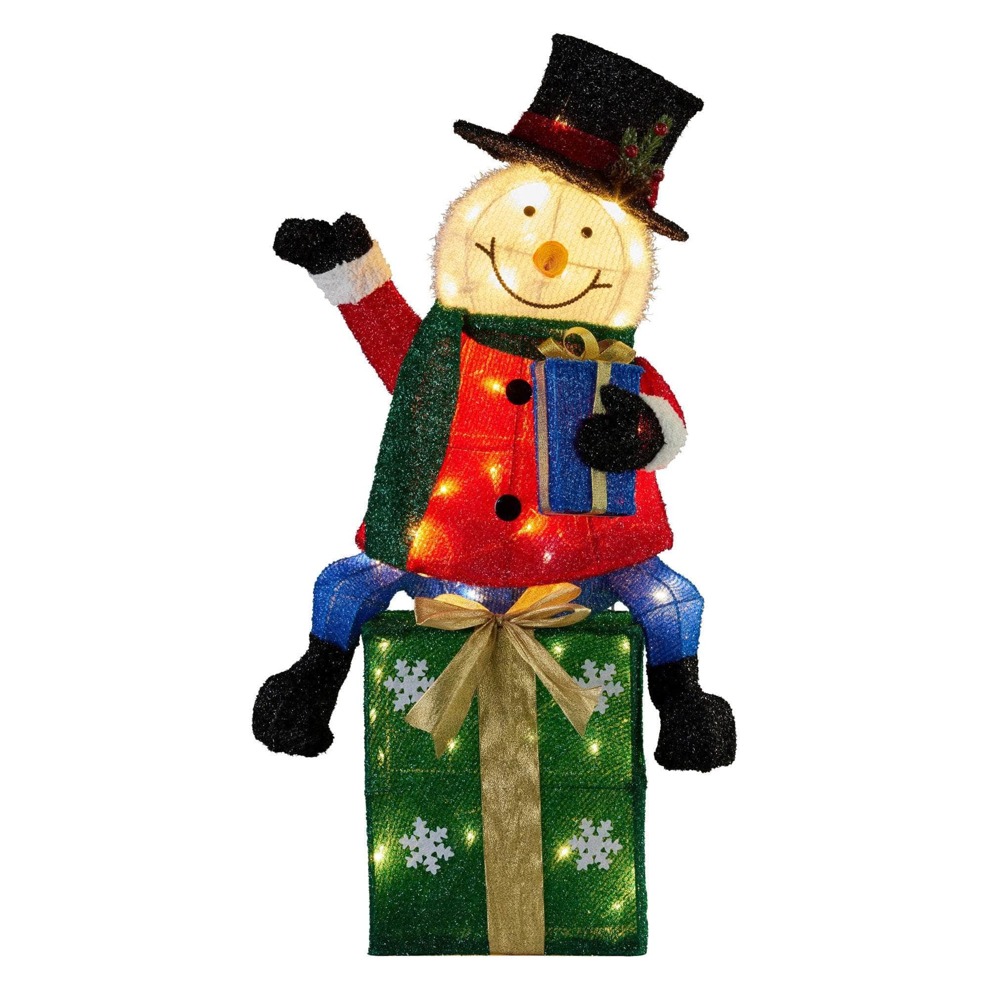 dsd - 85cm Christmas Snowman On Presents Display with Lights