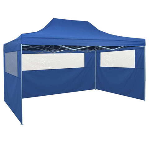 Foldable Tent Pop-Up with 4 Side Walls  Blue