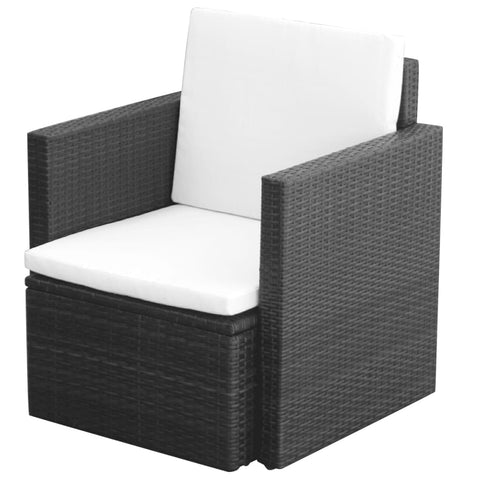 Garden Chair with Cushions and Pillows Poly Rattan Black