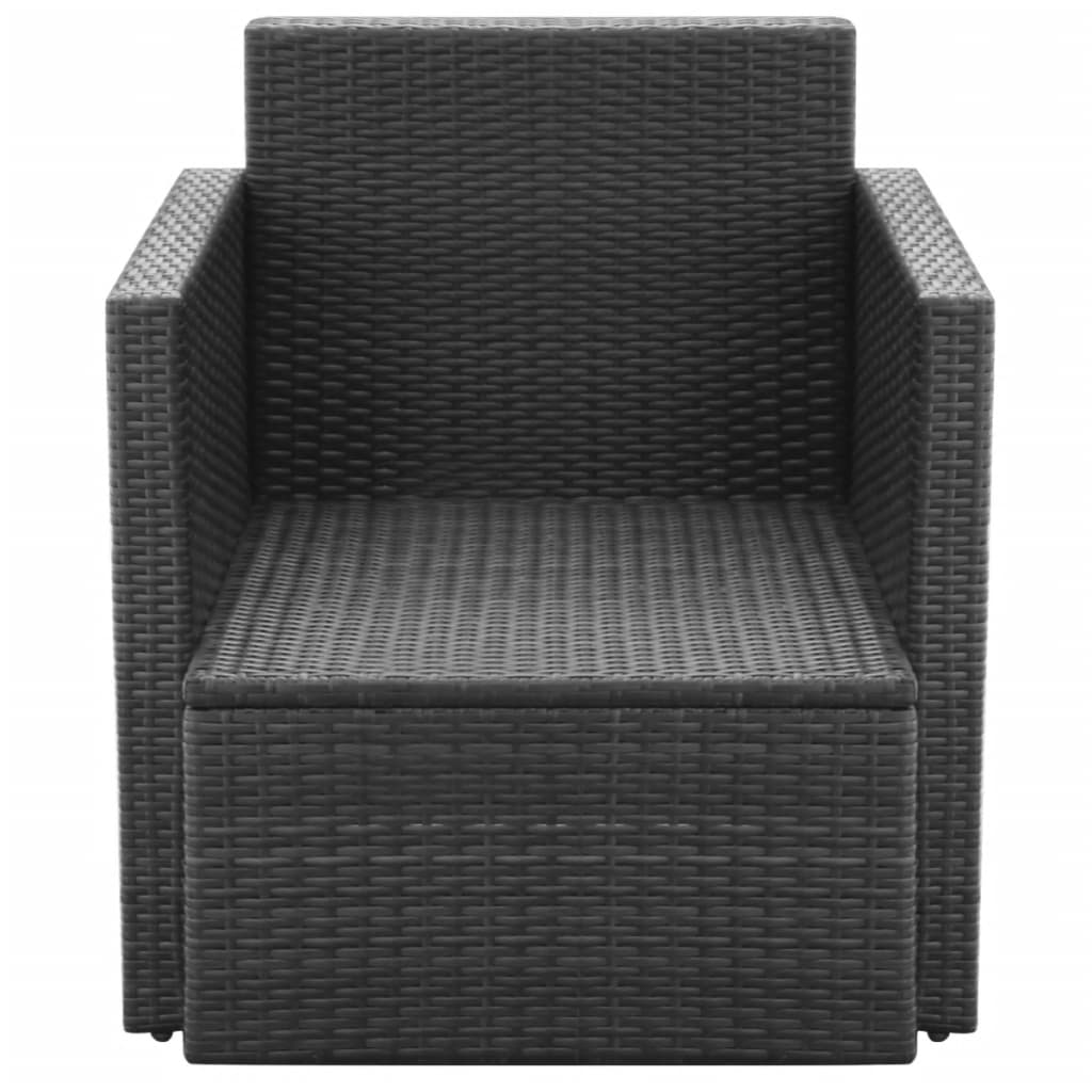 Garden Chair with Cushions and Pillows Poly Rattan Black