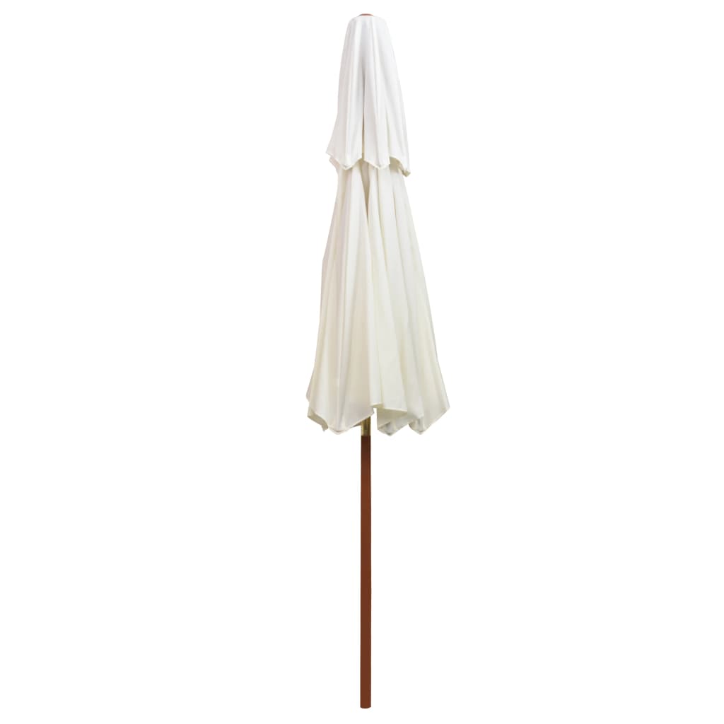 Double Decker Parasol  Wooden Pole Cream White