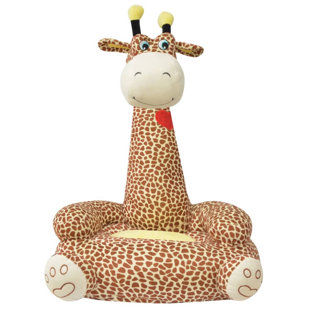 Plush Children's Chair Giraffe Brown