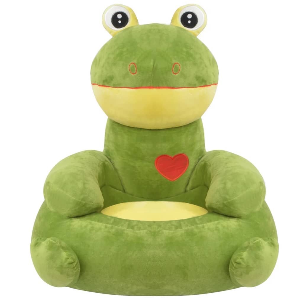 Plush Children's Chair Frog Green