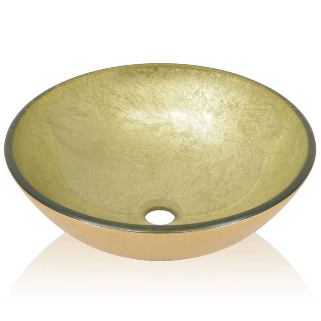Basin Tempered Glass 42 cm Gold