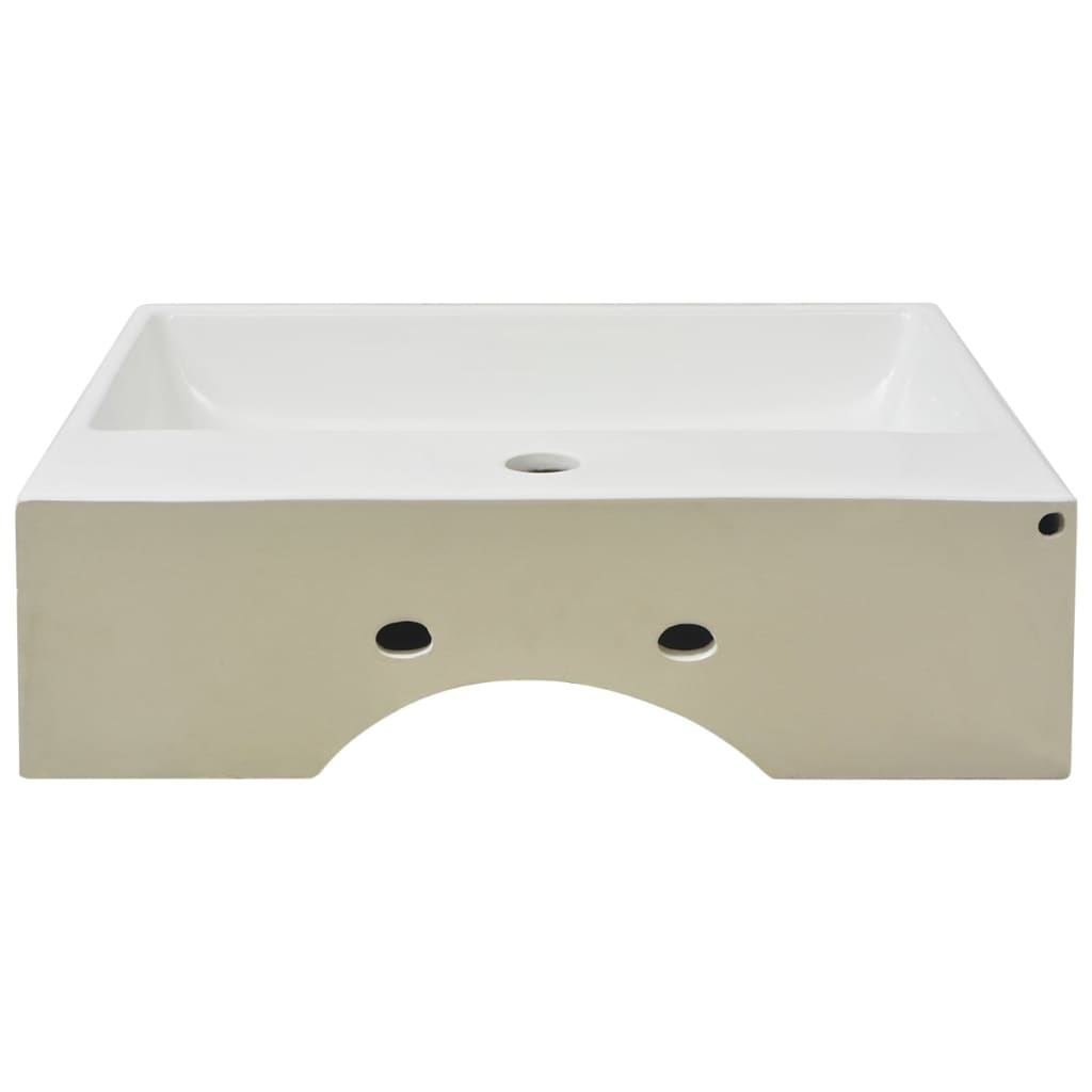Basin with Faucet Hole Ceramic White S