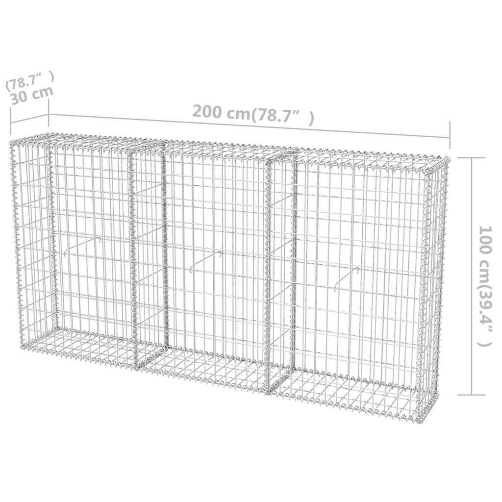 Gabion Basket Galvanised Steel Silver, Fence Panels
