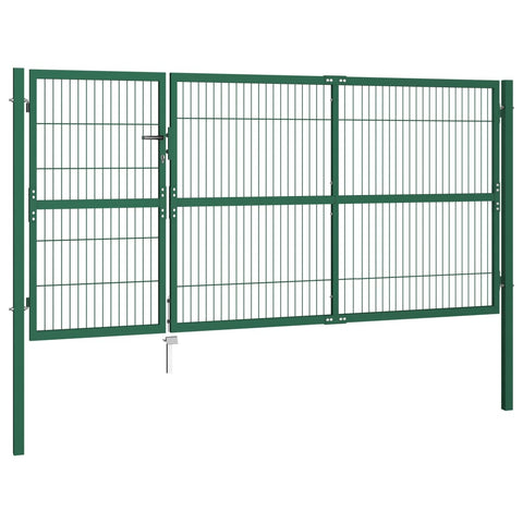 Garden Fence Gate with Posts Steel Green L
