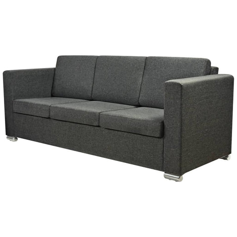 3-Seater Sofa Fabric Dark Grey